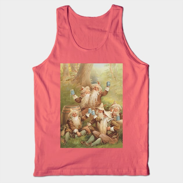 Vintage Smiling Gnomes Beer Advertisement Tank Top by xposedbydesign